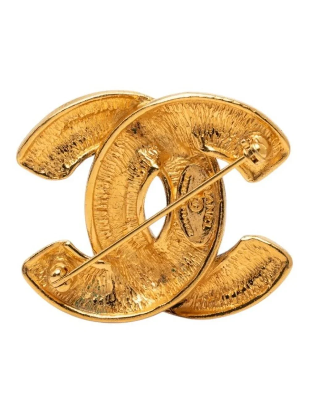 Chanel Vintage Quilted Brooch Gold Plated